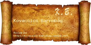 Kovacsics Barnabás névjegykártya